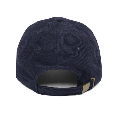 Navy corduroy baseball cap featuring Narragansett embroidery for vintage style