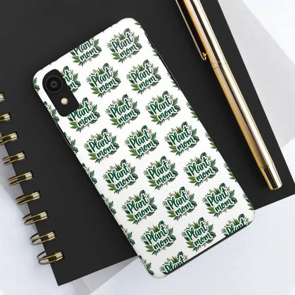 White biodegradable shockproof Plant Mom phone case for iPhone XS Max displayed