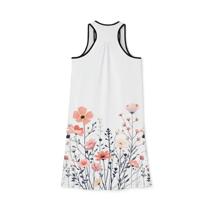 White floral-print racerback dress for women, ideal for casual and formal occasions