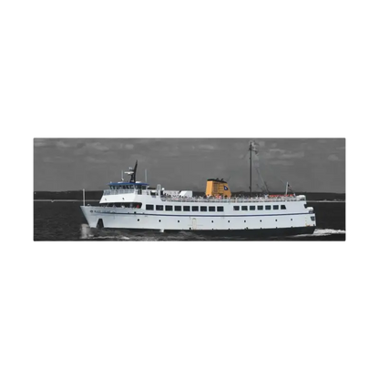 White Passenger Ferry displayed in a serene waterfront setting, showcasing its sleek design