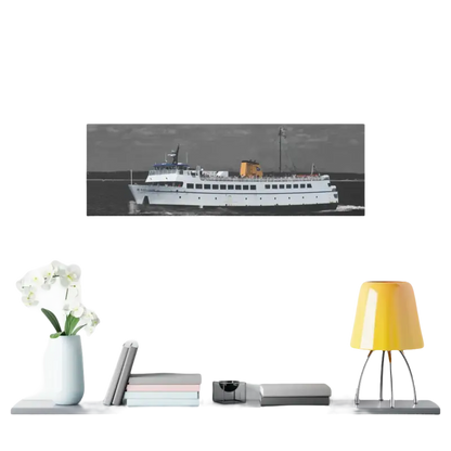 Framed image of a White Passenger Ferry on display for decoration