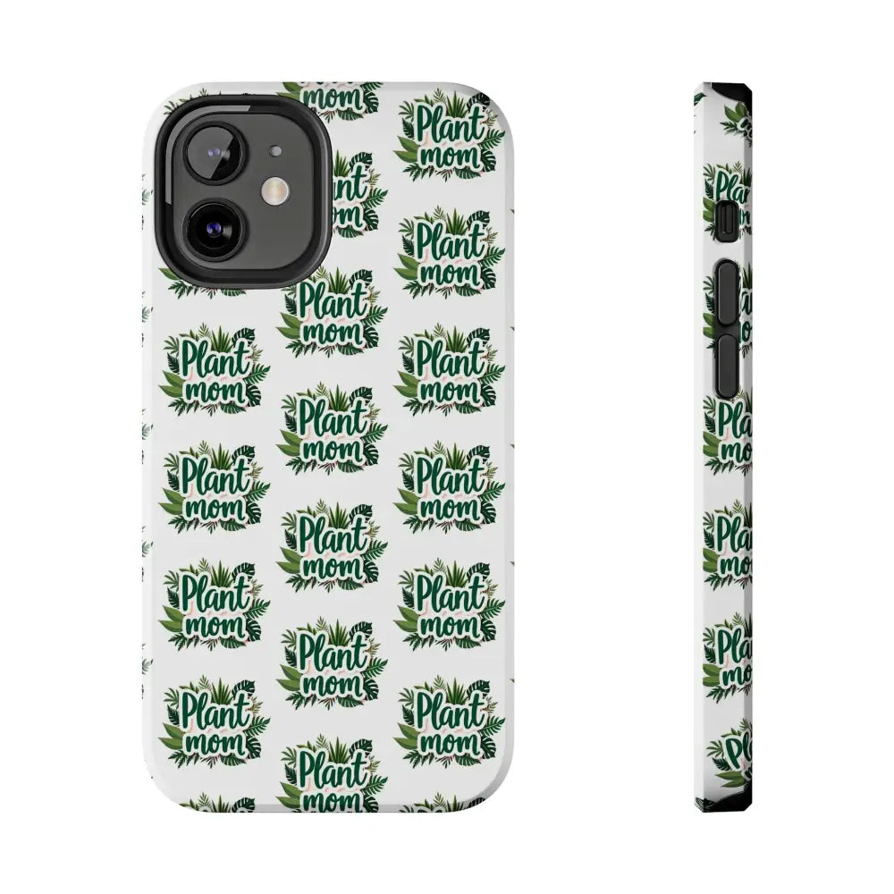 White phone case featuring Plant Mom design for iPhone and Samsung devices
