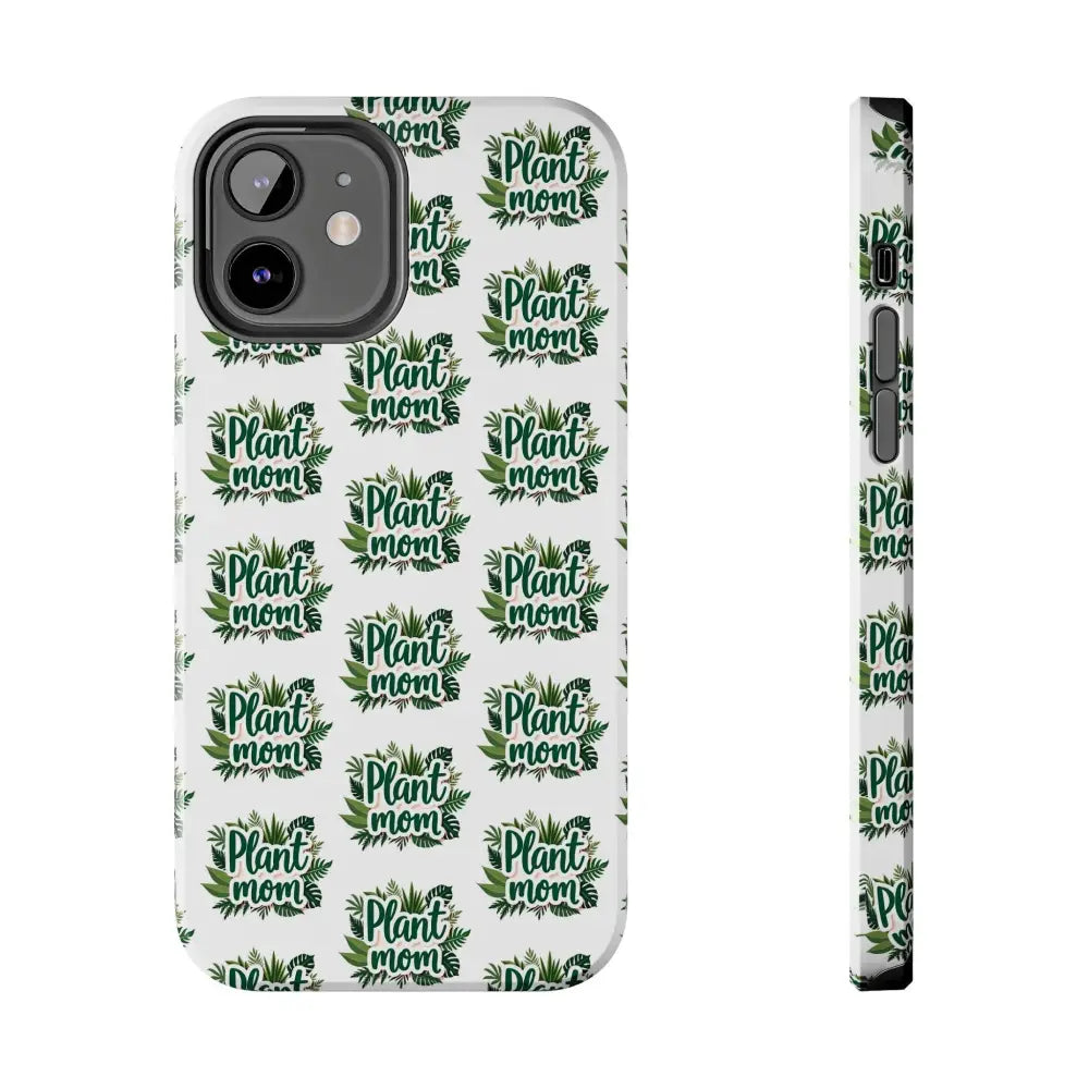 White Plant Mom Phone Case for iPhone and Samsung with stylish plant pattern
