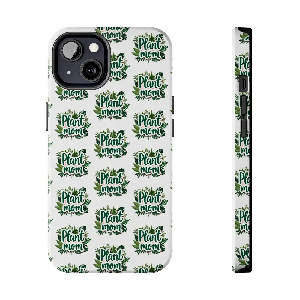 White Plant Mom Phone Case featuring a floral pattern for iPhone and Samsung devices