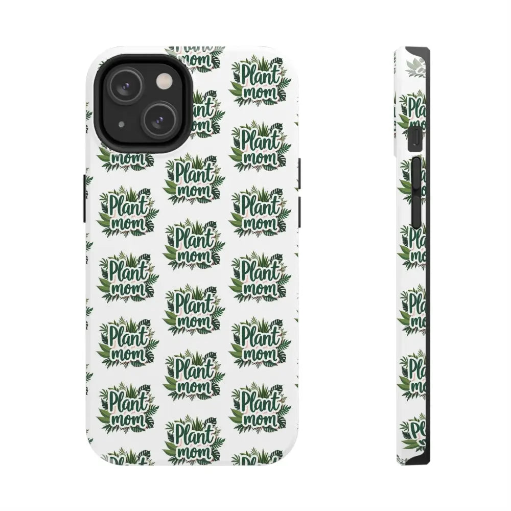 White phone case featuring Plant Mom design for iPhone and Samsung devices