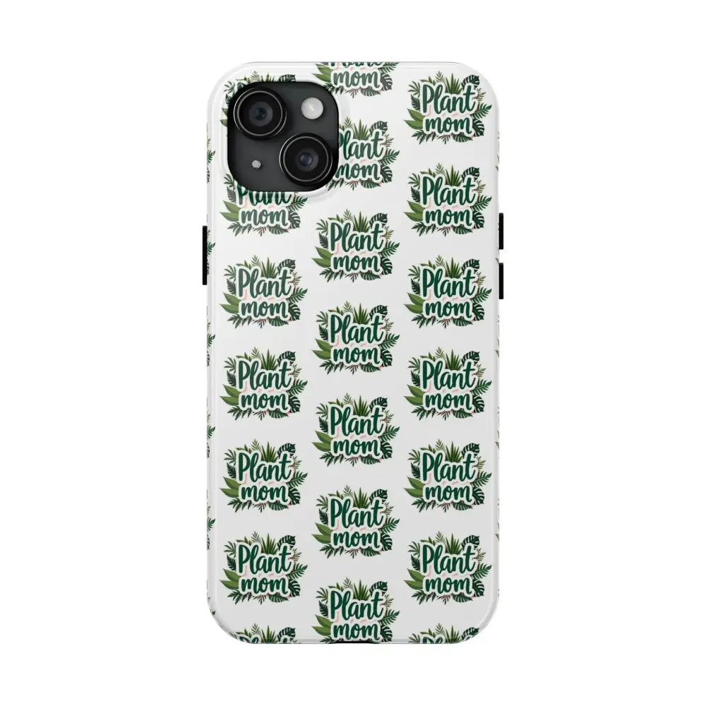 White Plant Mom Phone Case for iPhone and Samsung featuring a plant-themed design