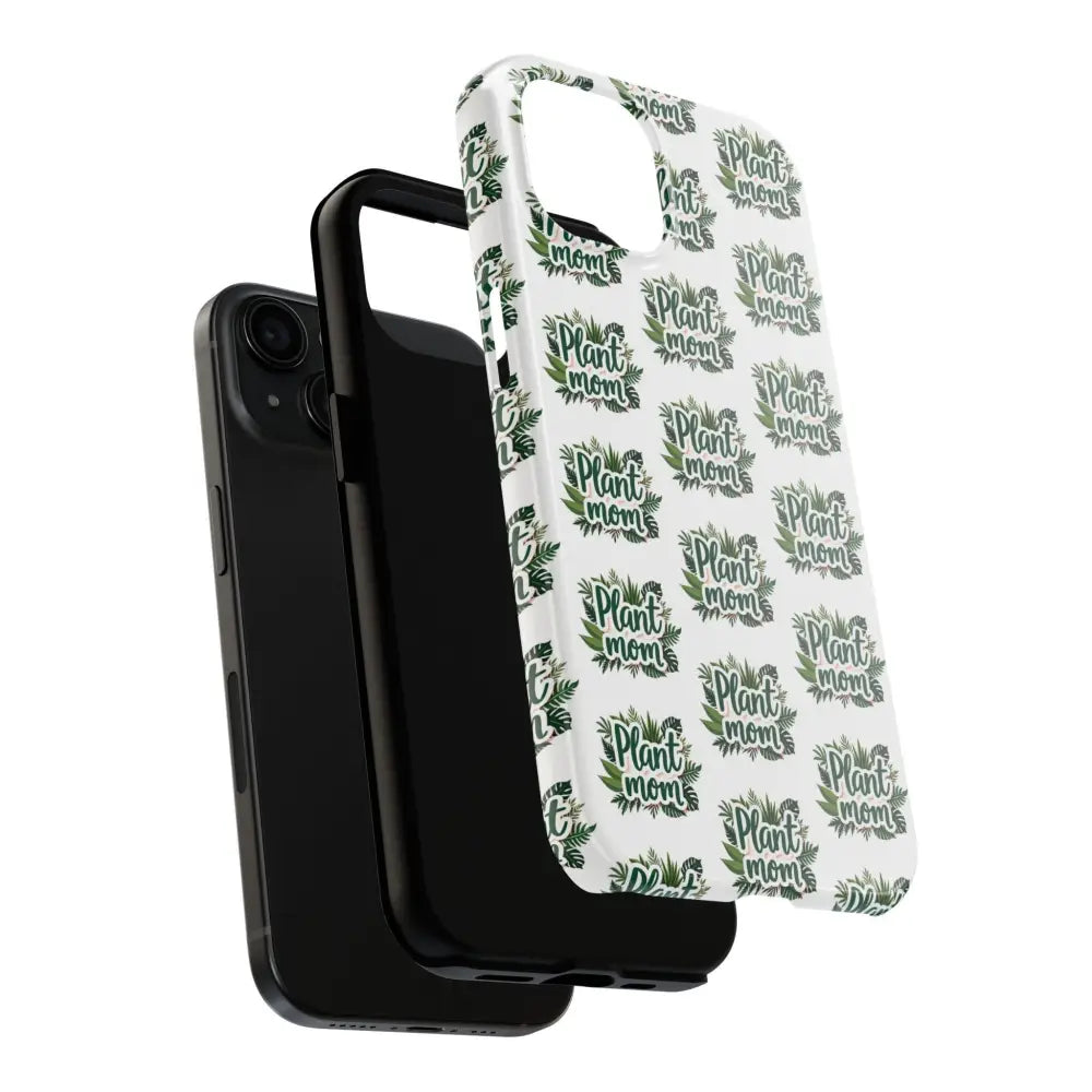 White Plant Mom Phone Case for iPhone and Samsung featuring a stylish plant-themed design