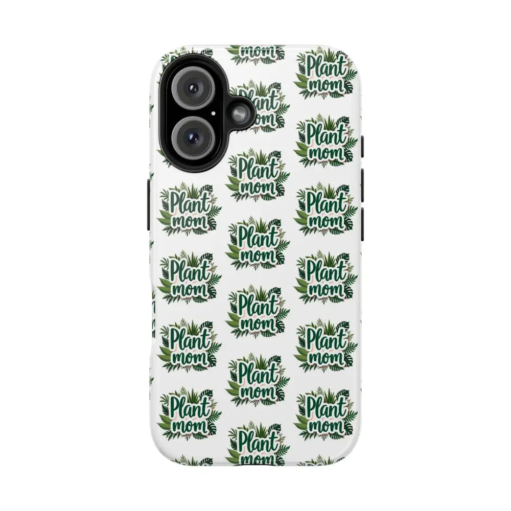White Plant Mom Phone Case for iPhone and Samsung featuring botanical designs