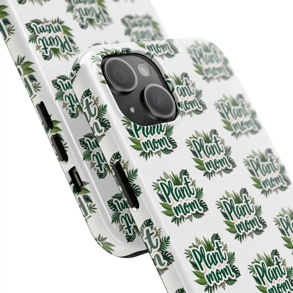 White Plant Mom Phone Case for iPhone and Samsung with floral pattern design