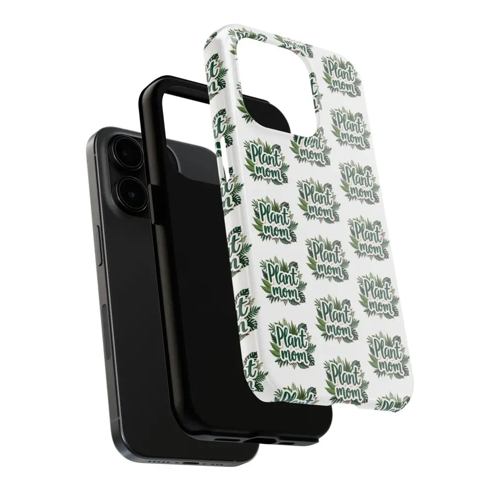 White Plant Mom Phone Case for iPhone and Samsung featuring a floral design
