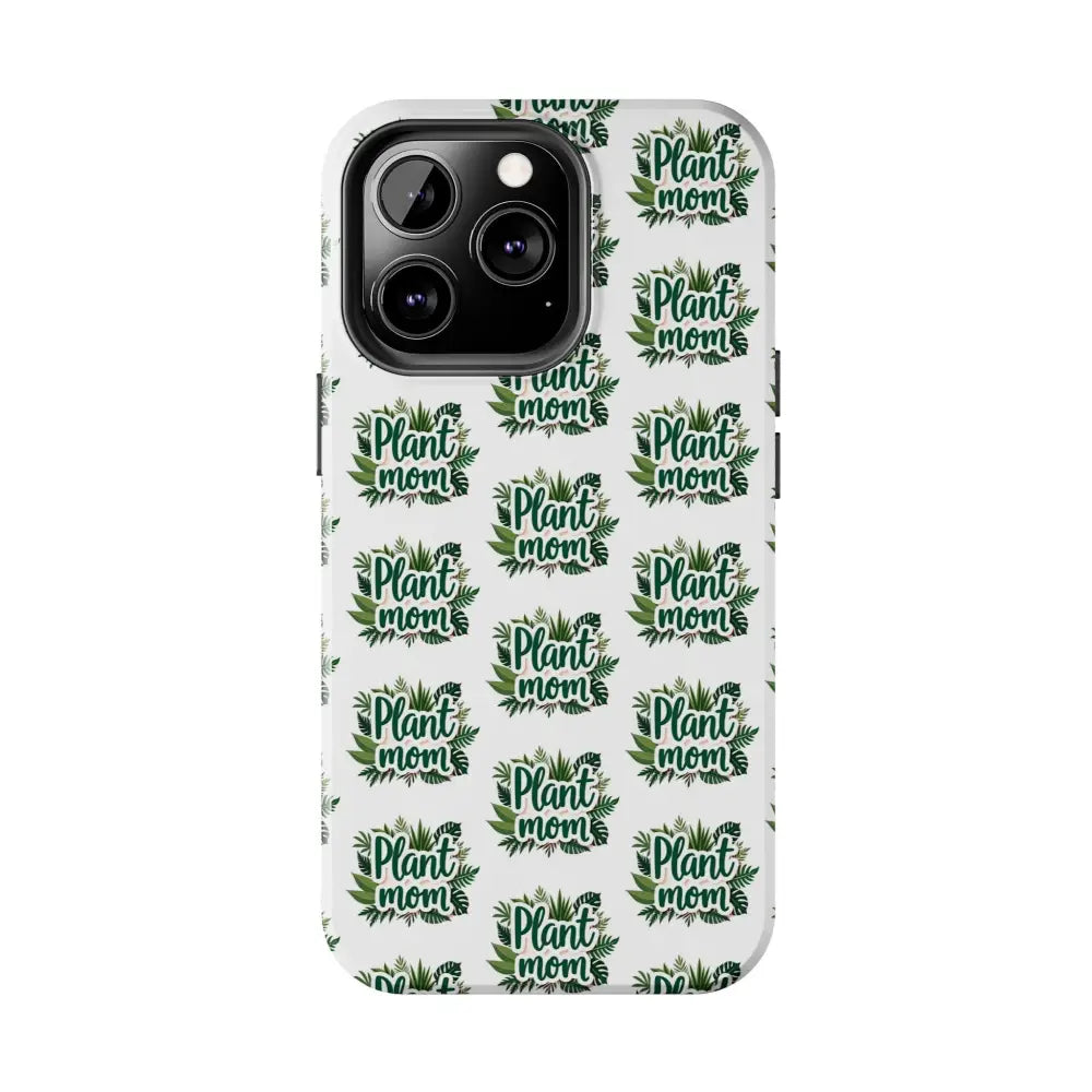 White Plant Mom Phone Case designed for iPhone and Samsung with botanical aesthetics