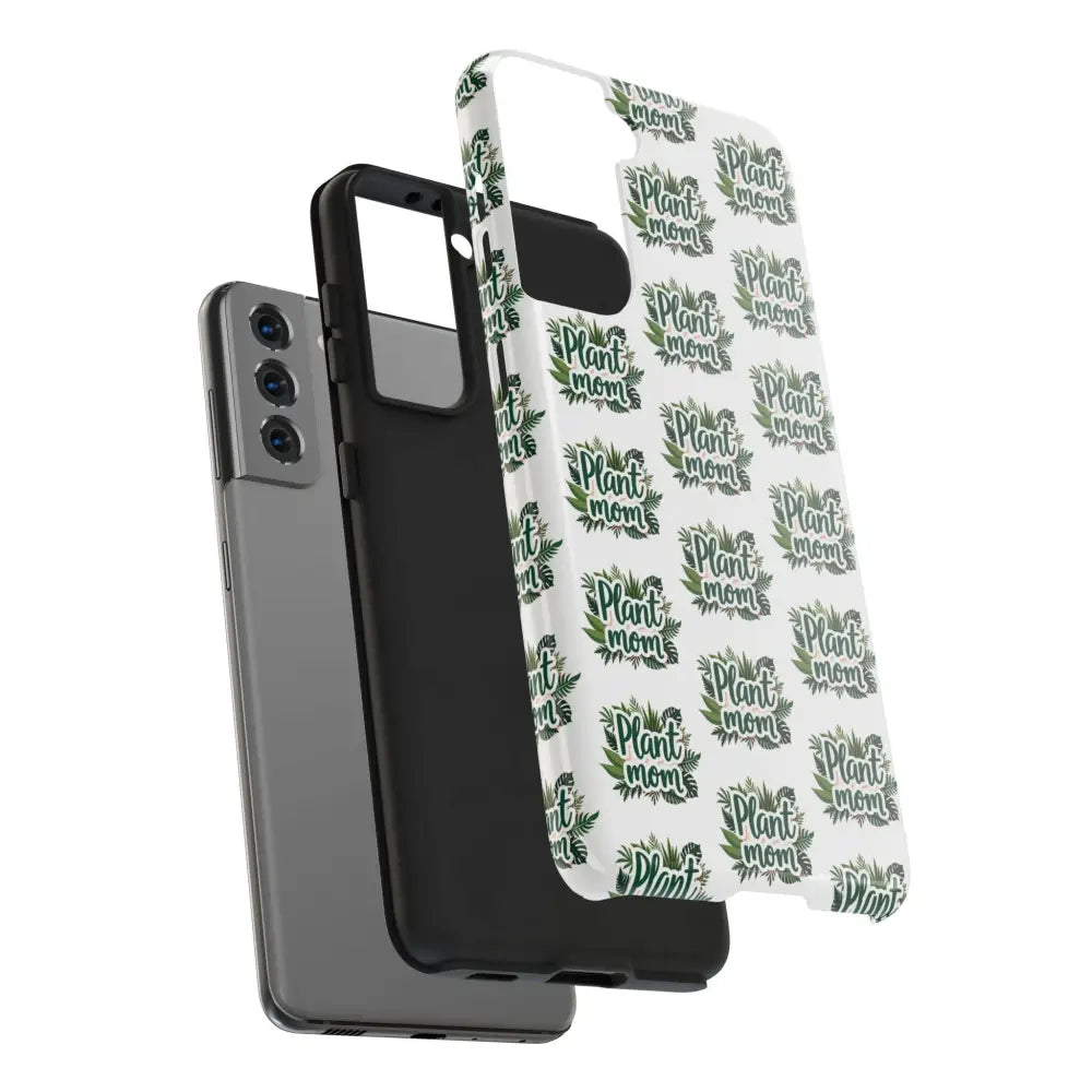 White Plant Mom Phone Case for iPhone and Samsung with vibrant plant designs