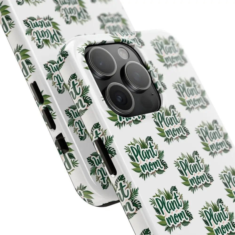 White Plant Mom Phone Case for iPhone and Samsung featuring a stylish design