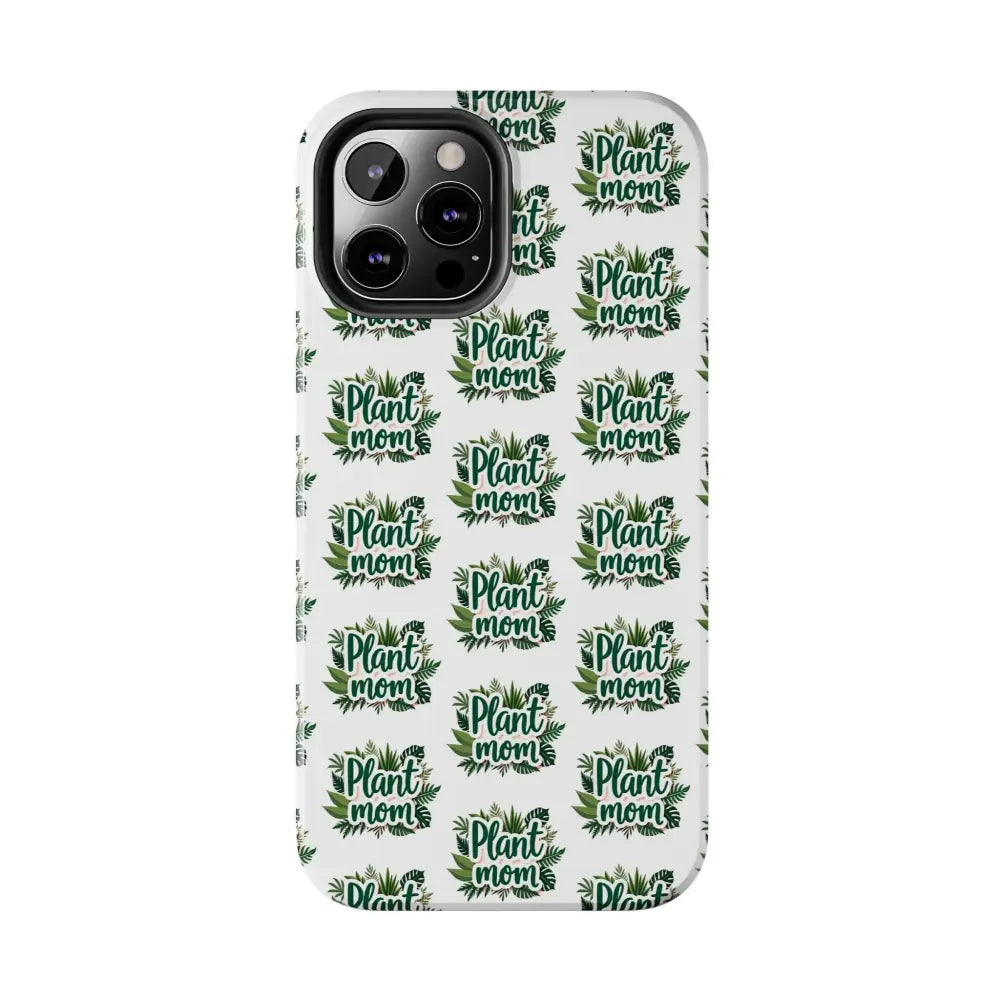 White Plant Mom Phone Case featuring a botanical pattern for iPhone and Samsung devices