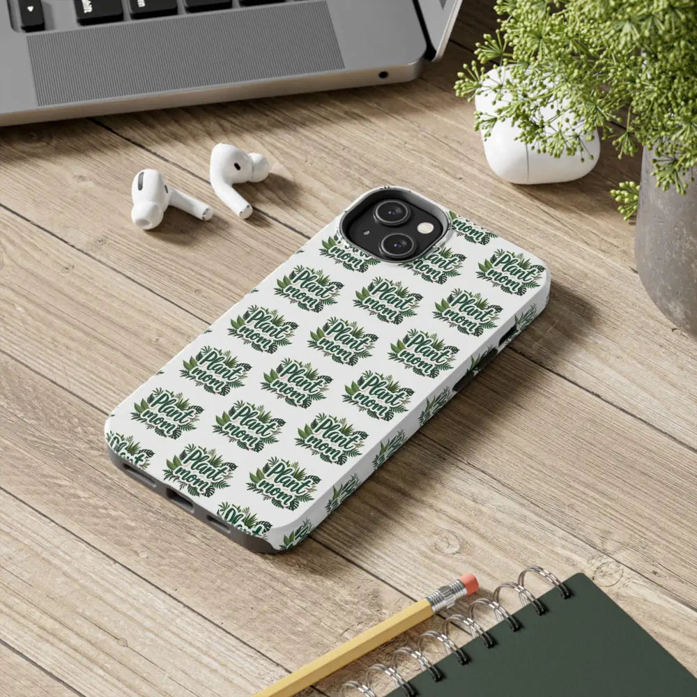 White Plant Mom Phone Case designed for iPhone and Samsung with a floral motif