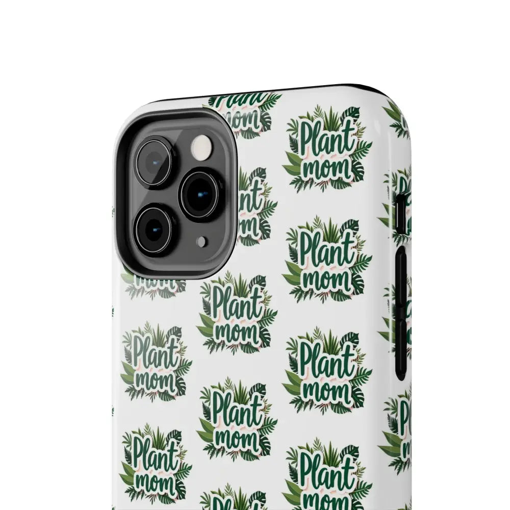 White phone case featuring Plant Mom design for iPhone and Samsung devices