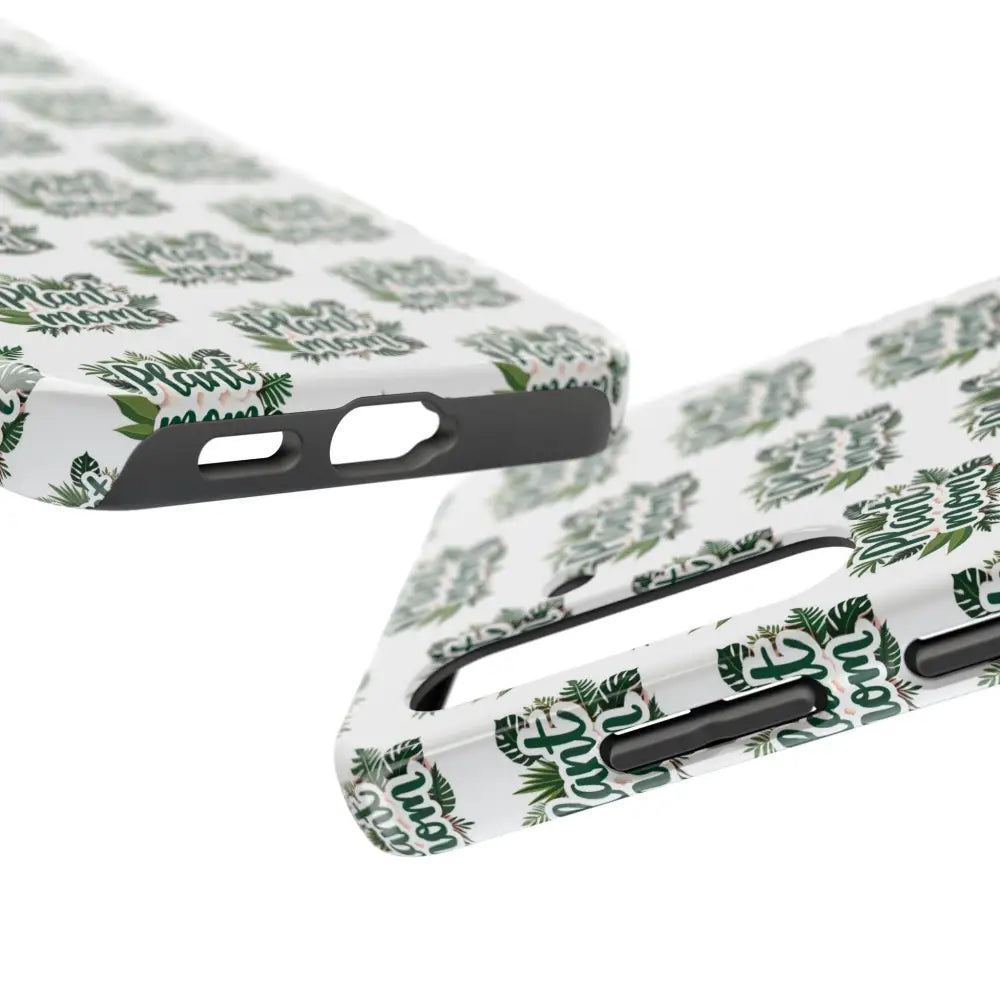 White Plant Mom Phone Case featuring a botanical design for iPhone and Samsung devices