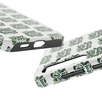 White Plant Mom Phone Case featuring a botanical design for iPhone and Samsung devices