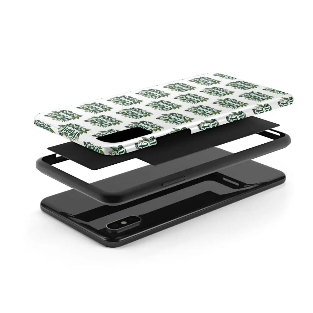 Exploded view of White Plant Mom Phone Case for iPhone and Samsung showcasing features