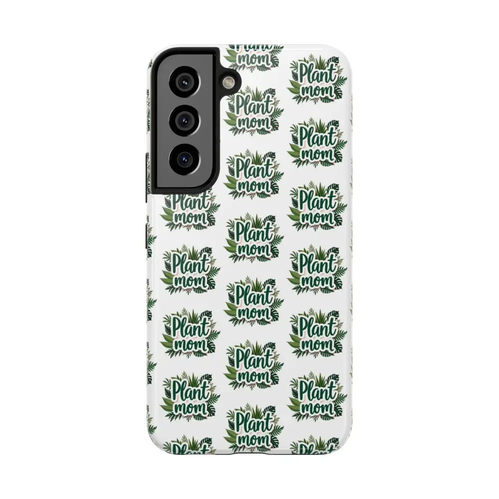 White Plant Mom Phone Case for iPhone and Samsung showcasing stylish plant-themed design