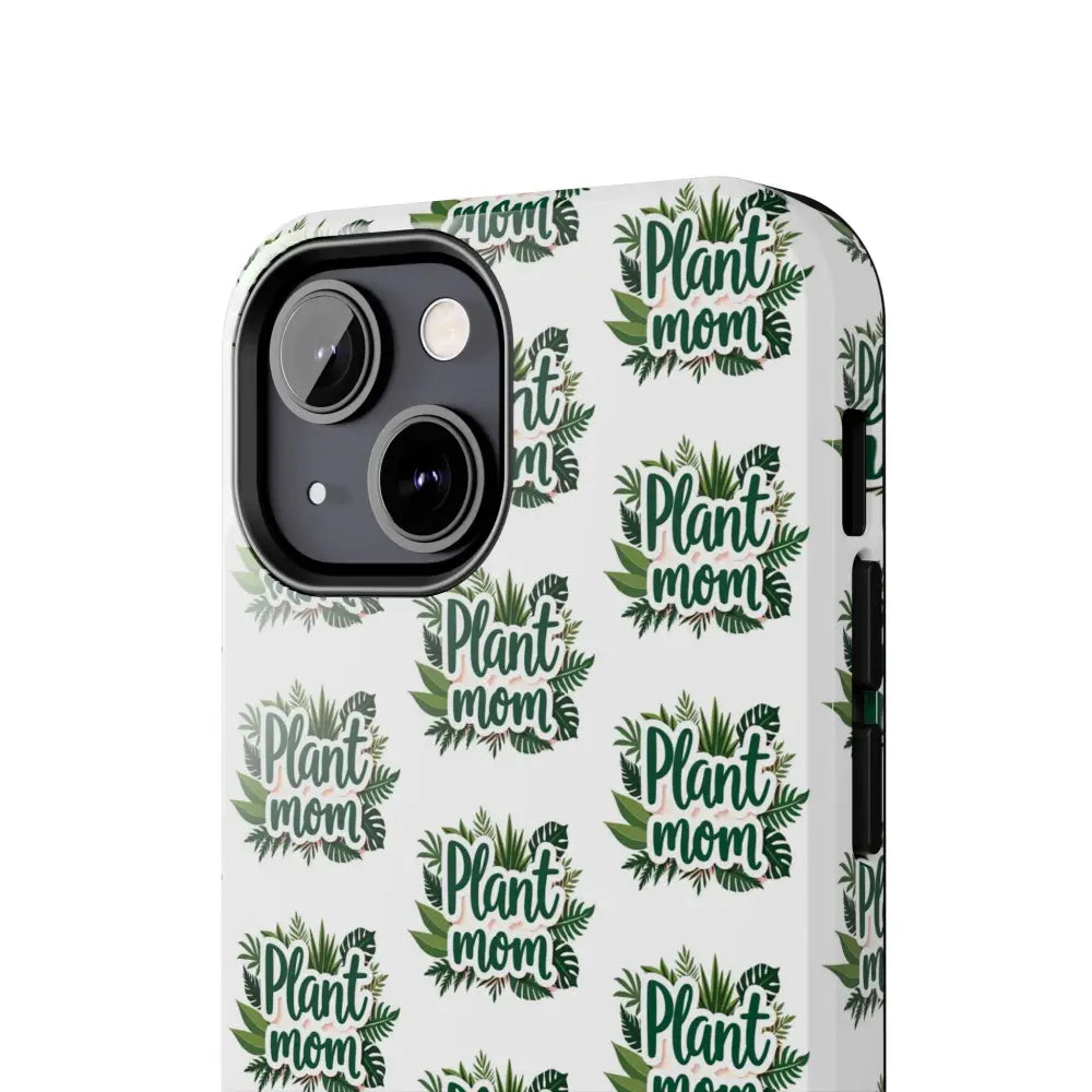 White Plant Mom Phone Case for iPhone and Samsung featuring a stylish plant pattern