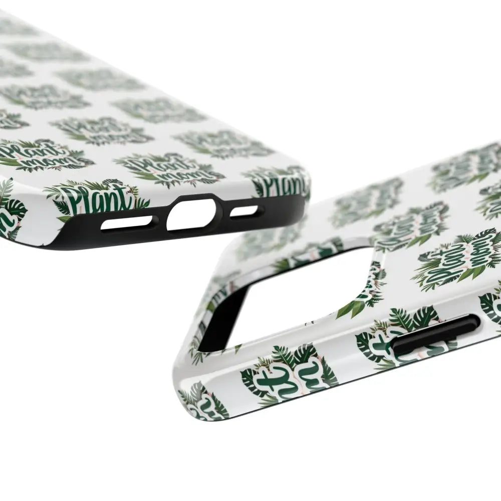 White Plant Mom Phone Case for iPhone and Samsung with unique patterned design
