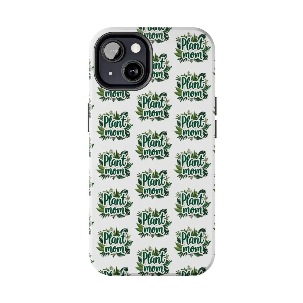 White Plant Mom Phone Case for iPhone and Samsung with decorative plant patterns