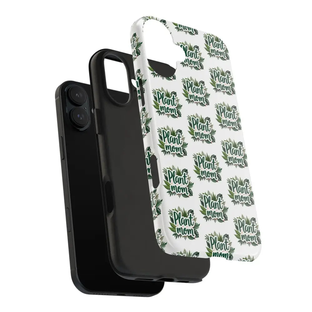 Three-piece White Plant Mom Phone Case for iPhone and Samsung with a plant-themed design
