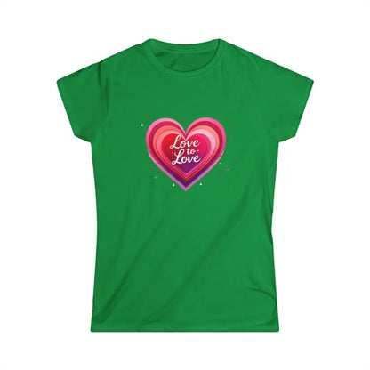 Green Women Softstyle Tee Shirt featuring Love to Love heart graphic design