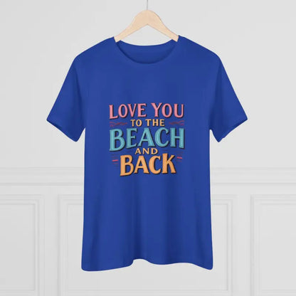 Blue Women’s Beach Lovers Cotton Tee with beach-themed text design