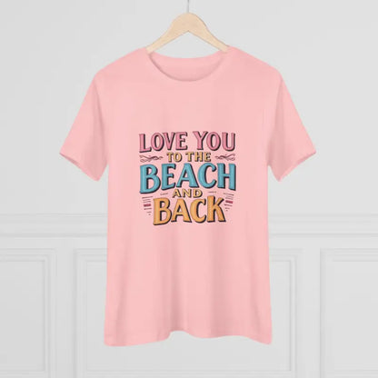 Pink Womens Beach Lovers Cotton Tee featuring Love You to the Beach and Back text