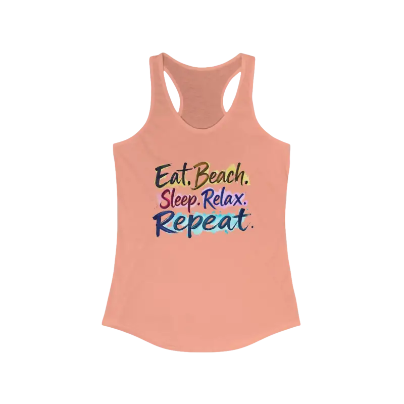 Peach-colored Womens Beach Vibes Racerback Tank Top for stylish summer wear