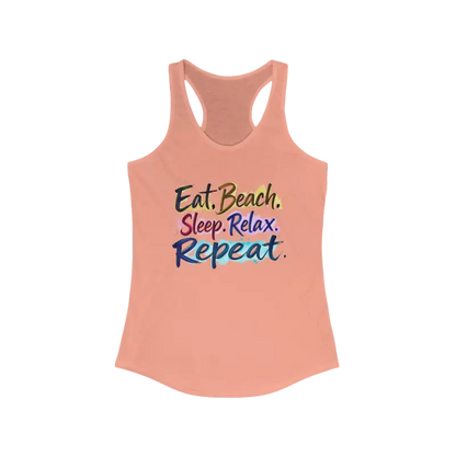 Peach-colored Womens Beach Vibes Racerback Tank Top for stylish summer wear