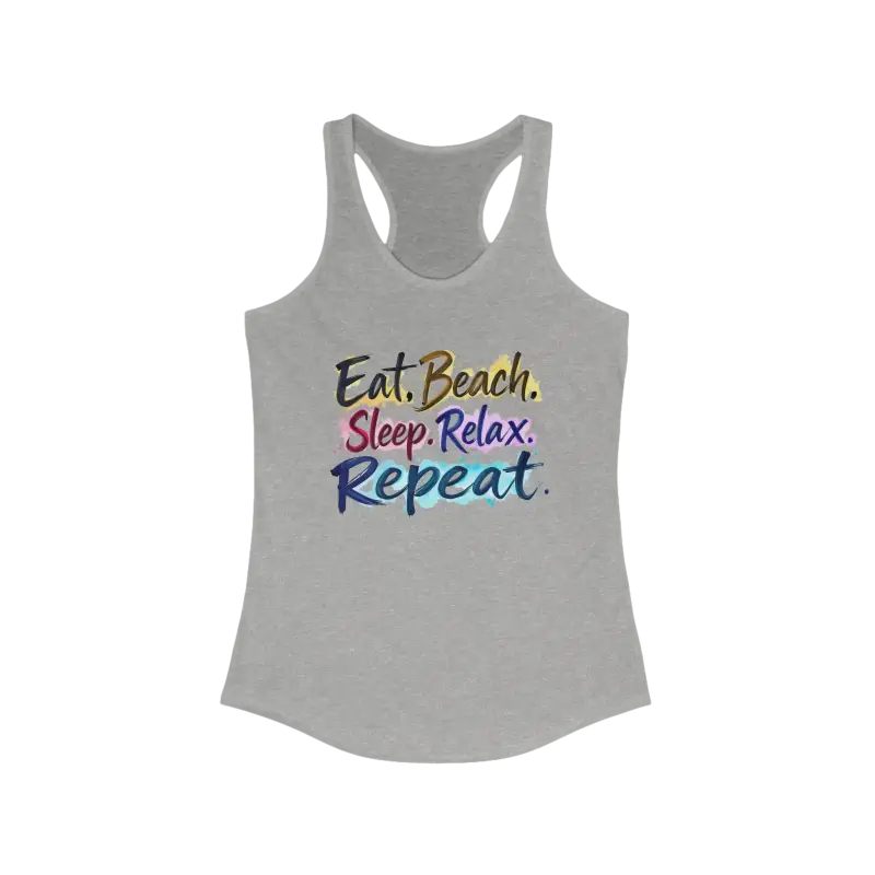 Gray Womens Beach Vibes Racerback Tank Top displayed on a clean background