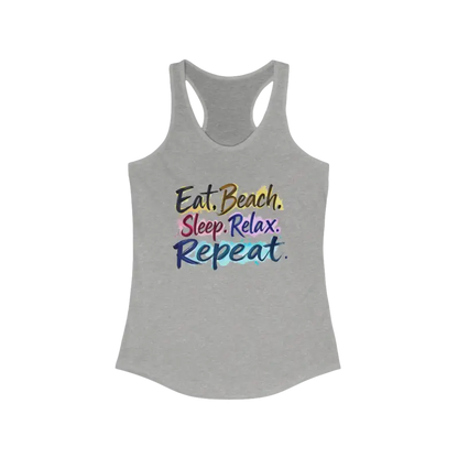 Gray Womens Beach Vibes Racerback Tank Top displayed on a clean background