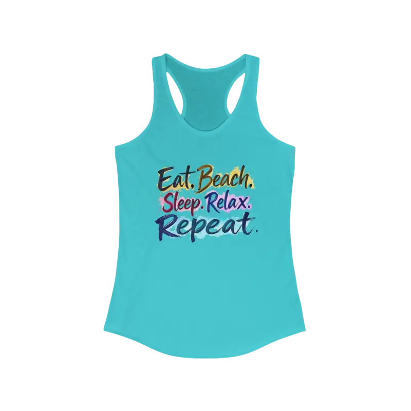 Turquoise Womens Beach Vibes Racerback Tank Top for stylish summer outings