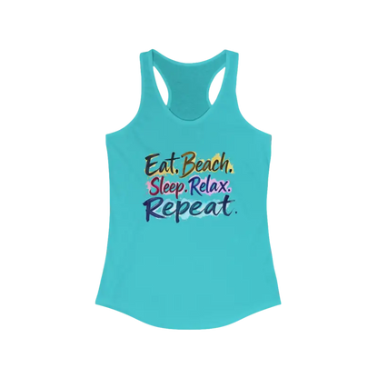 Turquoise Womens Beach Vibes Racerback Tank Top for stylish summer outings