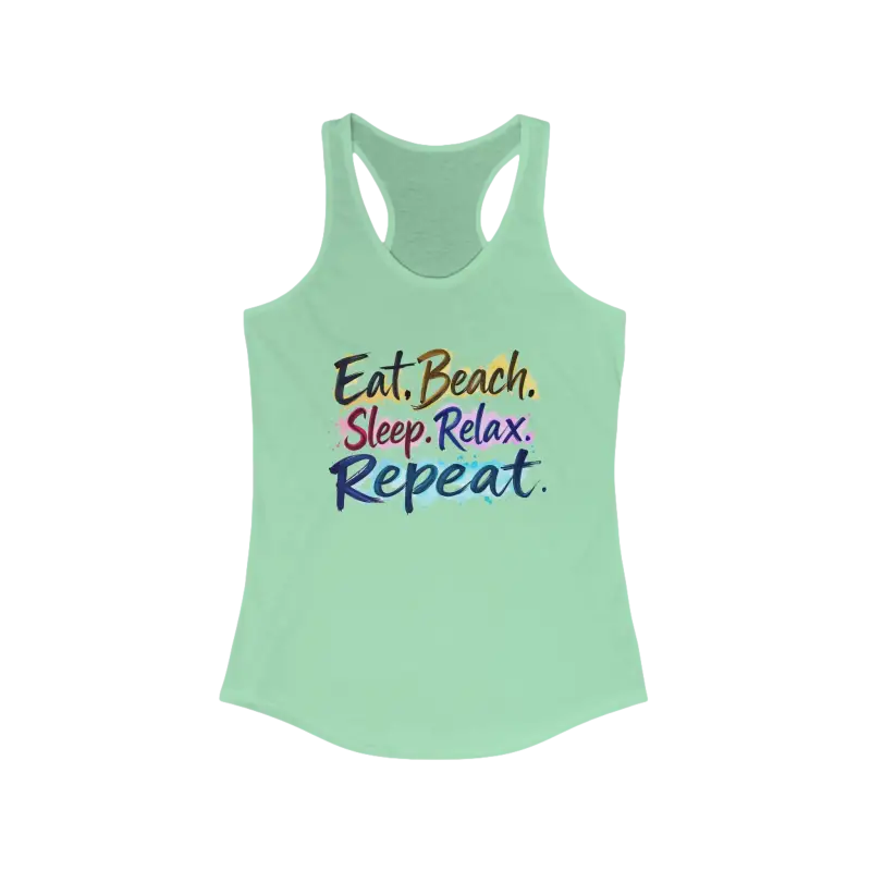 Mint green racerback tank top from Womens Beach Vibes collection for stylish summer wear