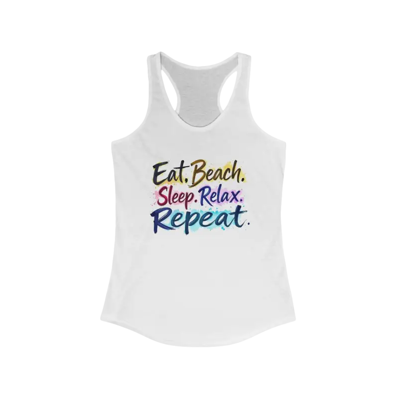White Womens Beach Vibes Racerback Tank Top for stylish summer outings