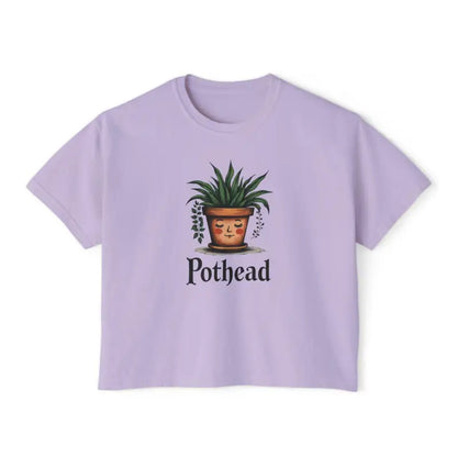 Lavender Women’s Boxy T Shirt featuring a cute planter graphic for stylish comfort