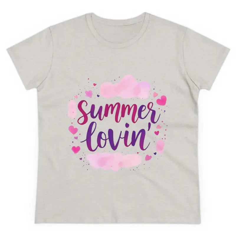 Women’s Gray Summer Lovin Cotton Tee featuring a stylish summer-themed design