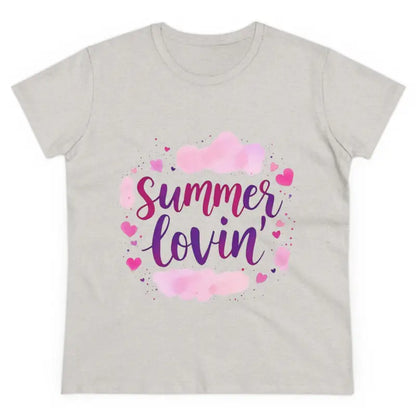 Women’s Gray Summer Lovin Cotton Tee featuring a stylish summer-themed design