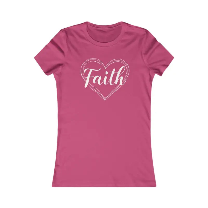 Pink Women’s Heart of Faith T Shirt featuring ’Faith’ in a heart design