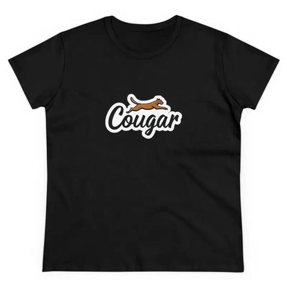 Black Youre A Cougar Women’s Midweight Cotton Tee Shirt featuring a cougar graphic