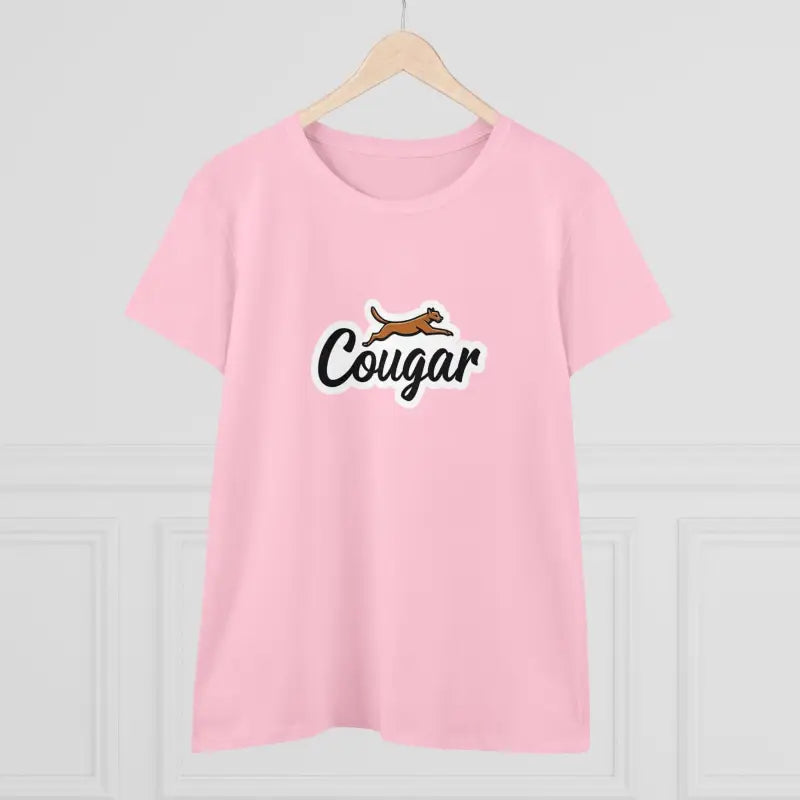 Pink Youre A Cougar Womens Midweight Cotton Tee Shirt featuring a stylish cougar design