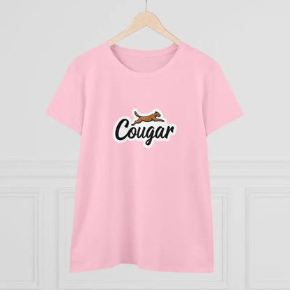 Pink Youre A Cougar Womens Midweight Cotton Tee Shirt featuring a stylish cougar design