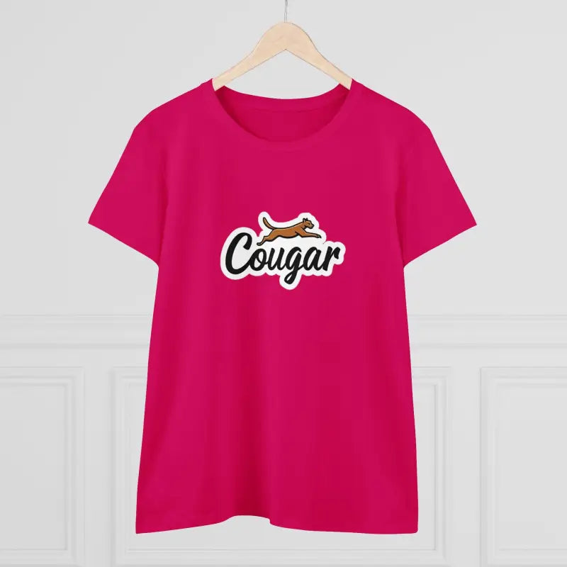 Pink Youre A Cougar Women’s Midweight Cotton Tee Shirt featuring cougar design