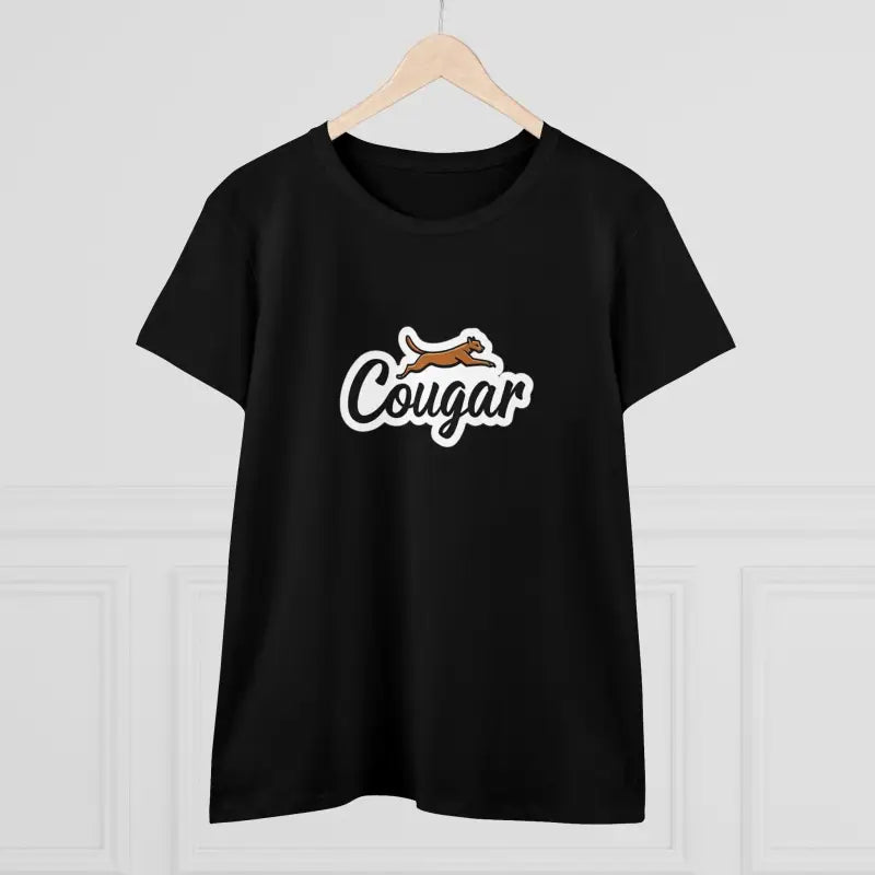 Black Youre A Cougar Women’s Midweight Cotton Tee Shirt featuring a stylish cougar design