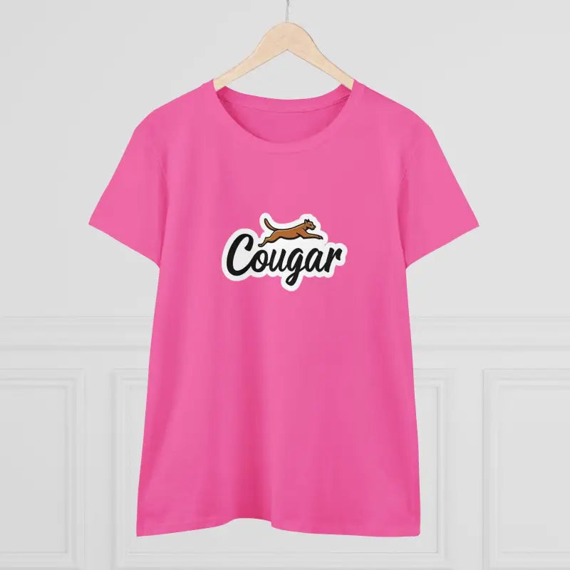 Pink Youre A Cougar Women’s Midweight Cotton Tee Shirt featuring a cougar graphic design