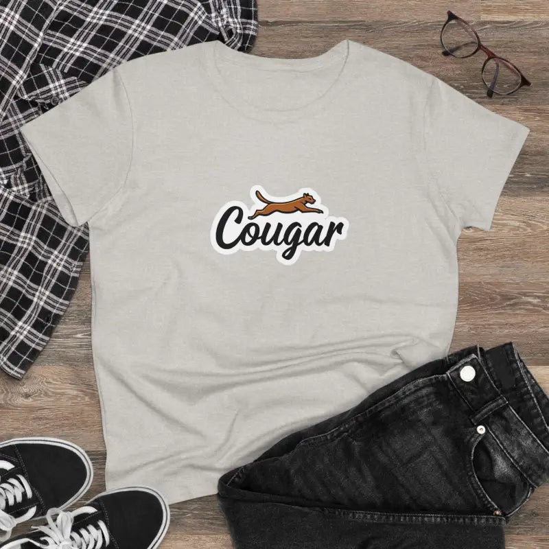 Gray Youre A Cougar Women’s Midweight Cotton Tee Shirt featuring stylish cougar design